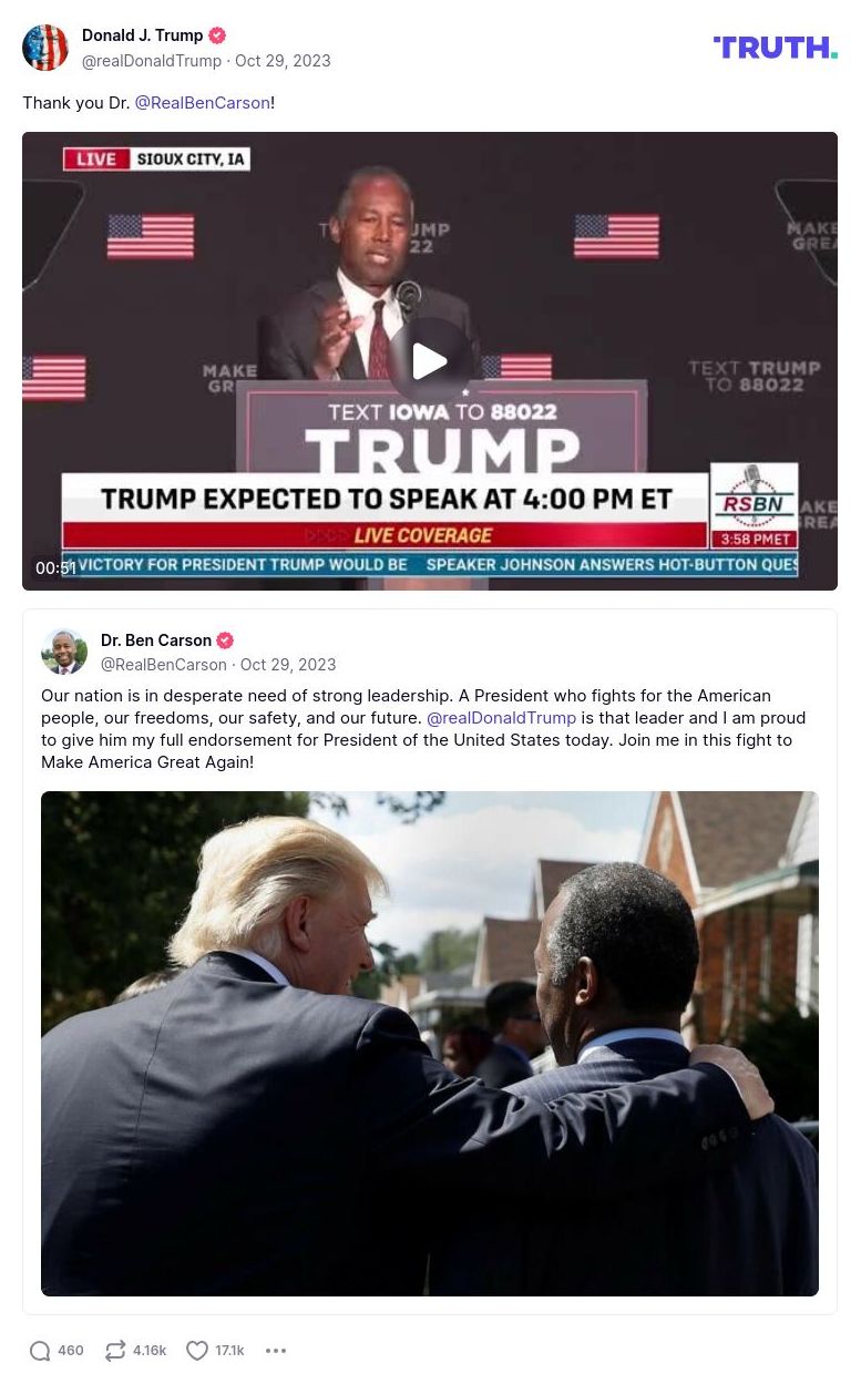 Post image from Donald Trump