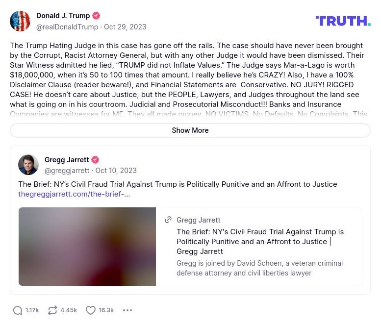 Post image from Donald Trump