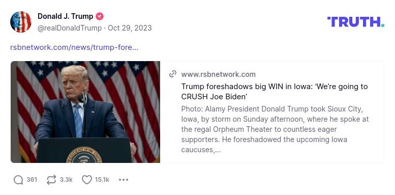 Post image from Donald Trump