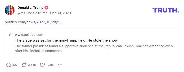 Post image from Donald Trump