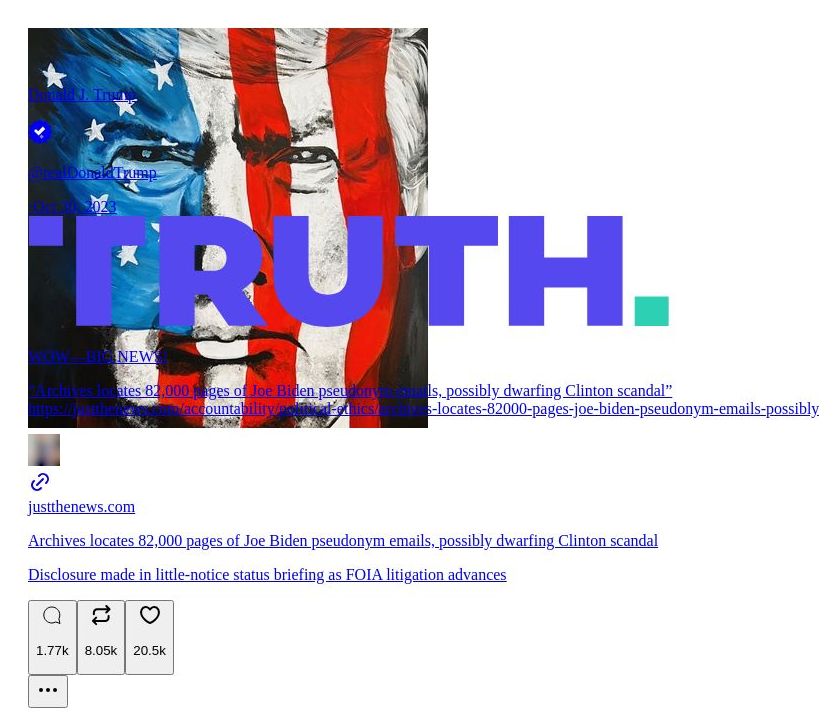 Post image from Donald Trump