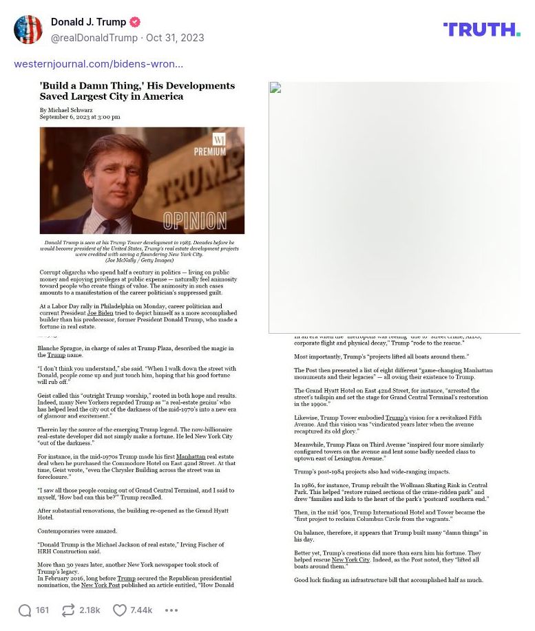 Post image from Donald Trump