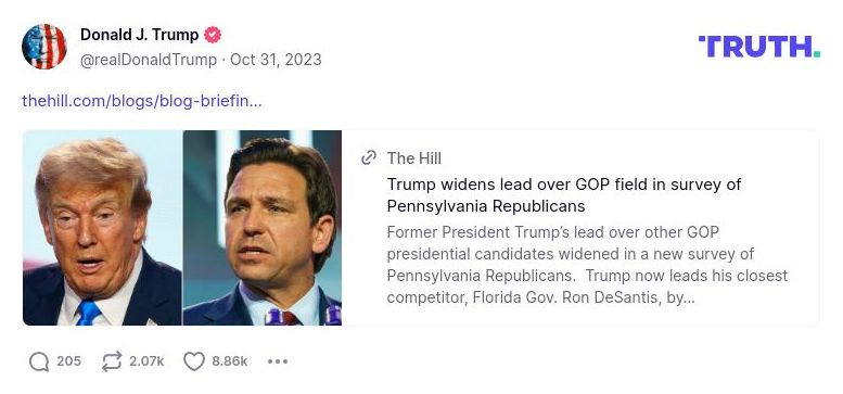 Post image from Donald Trump