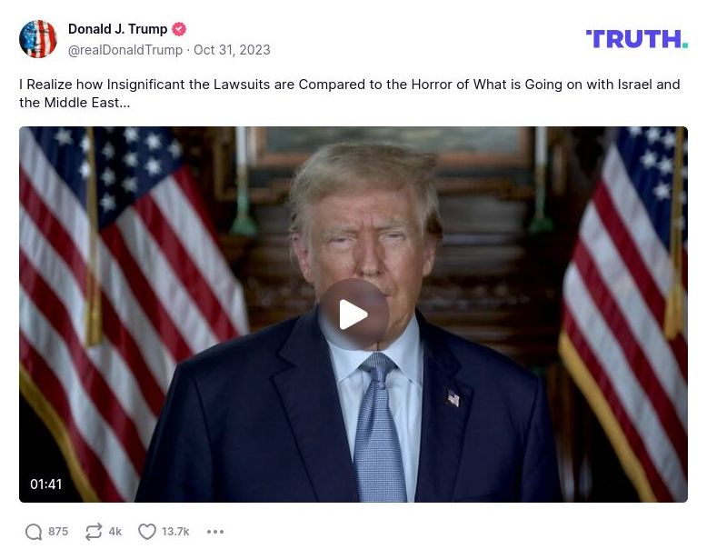 Post preview from Donald Trump