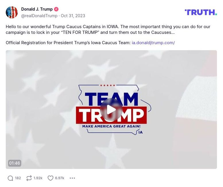 Post image from Donald Trump