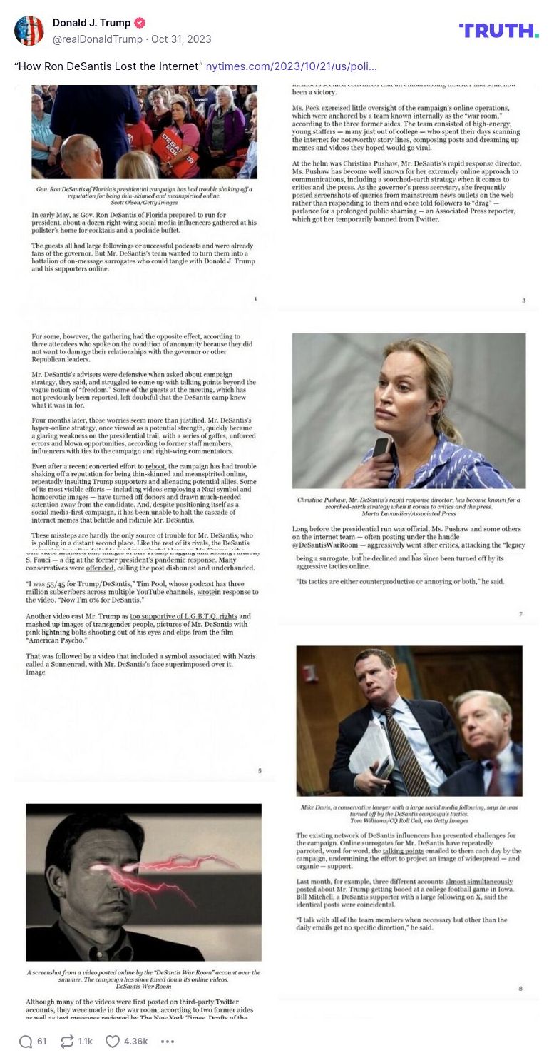 Post image from Donald Trump