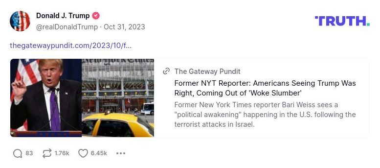 Post image from Donald Trump