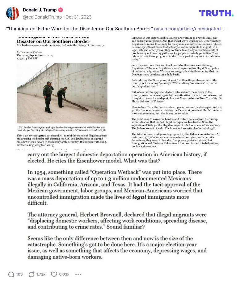 Post image from Donald Trump