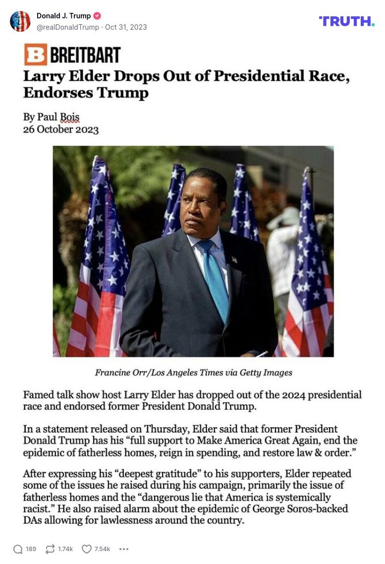 Post image from Donald Trump