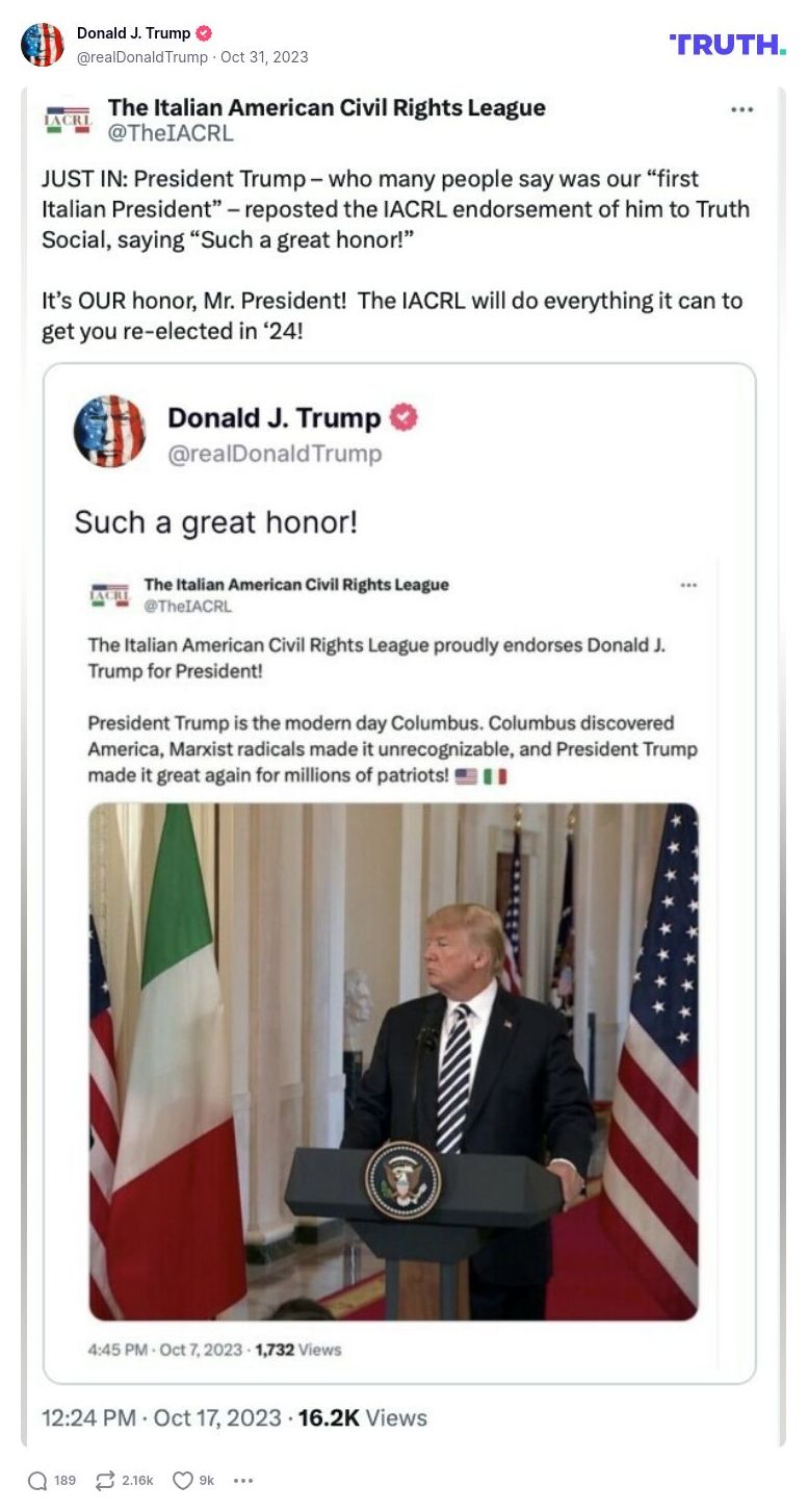 Post image from Donald Trump