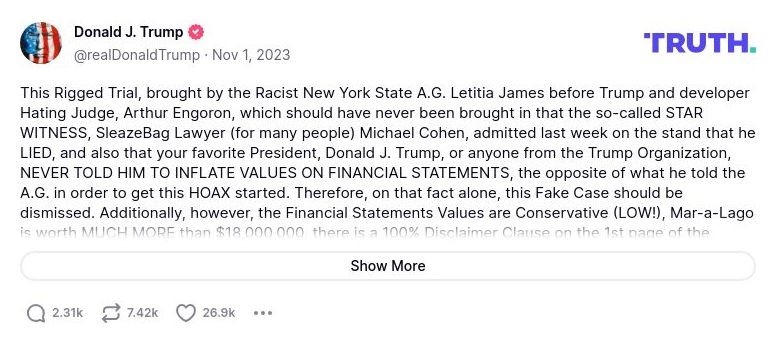 Post image from Donald Trump