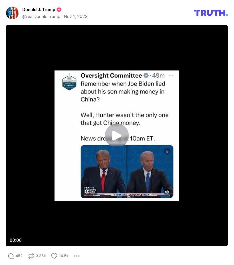 Post image from Donald Trump