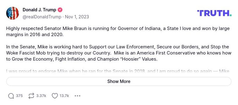 Post preview from Donald Trump