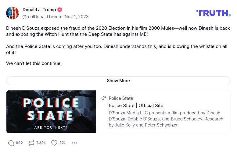 Post image from Donald Trump