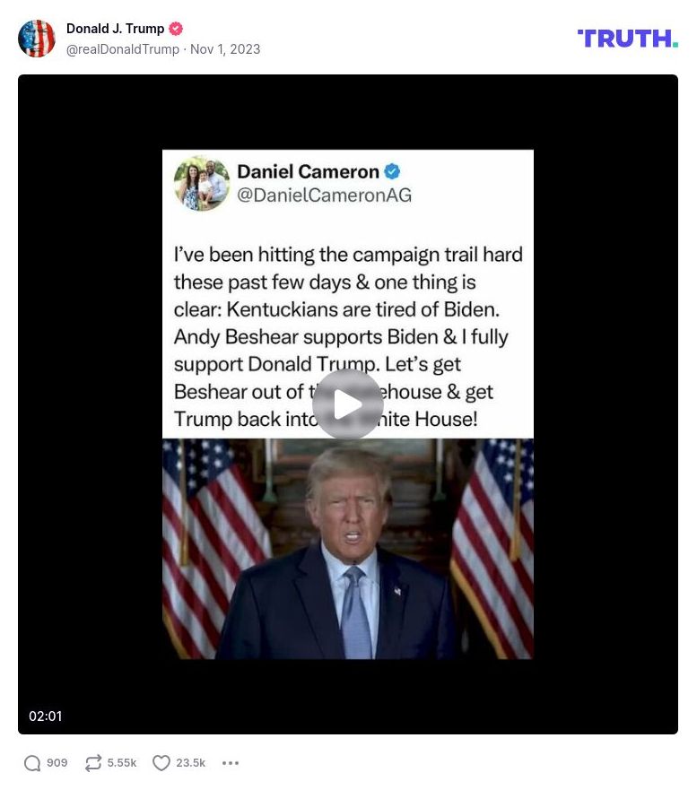 Post image from Donald Trump