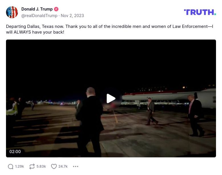 Post image from Donald Trump