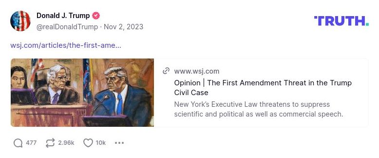 Post image from Donald Trump