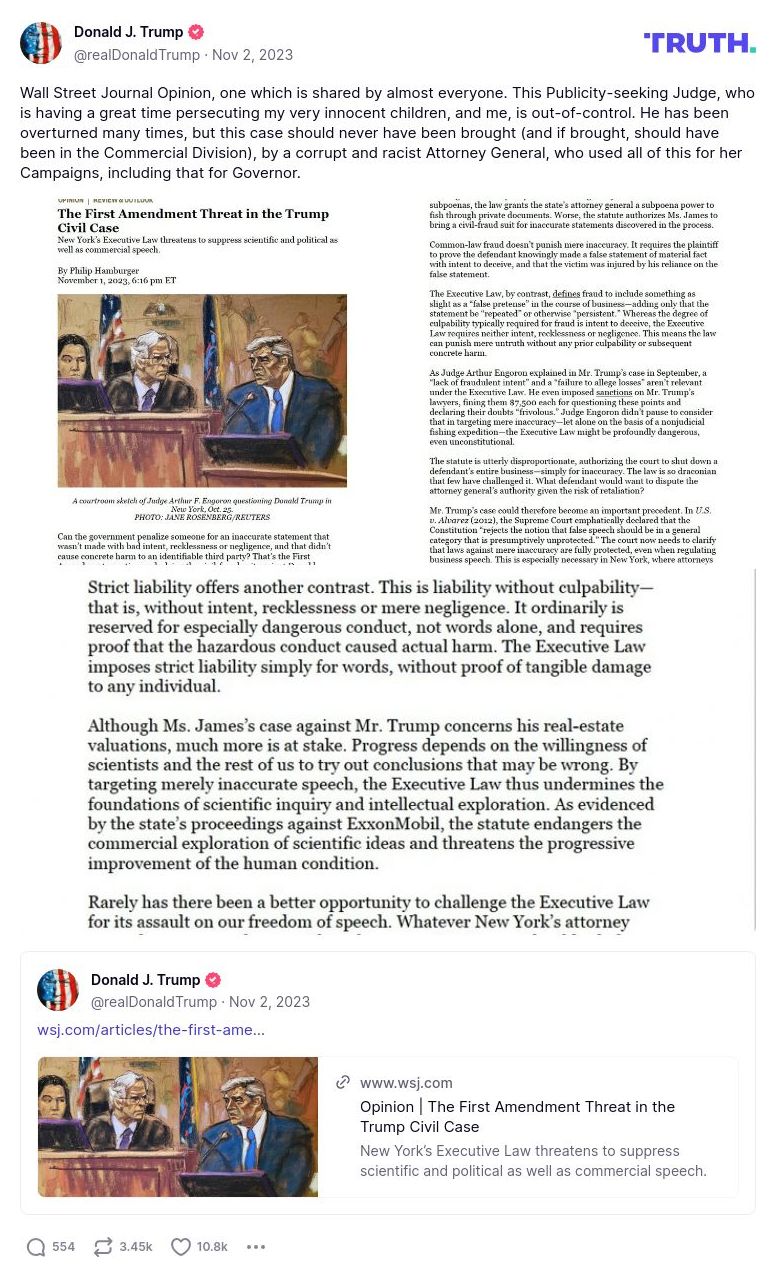 Post image from Donald Trump