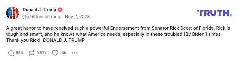 Post image from Donald Trump