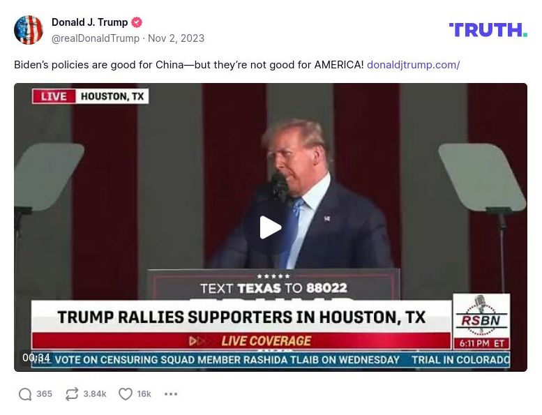 Post preview from Donald Trump