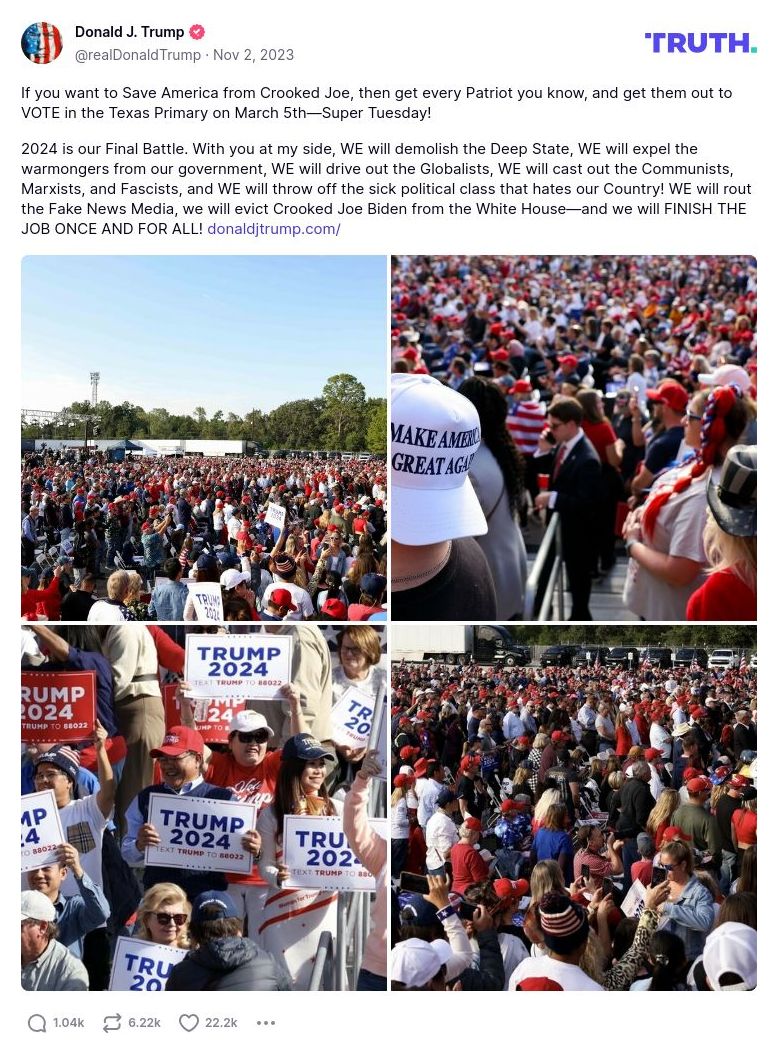 Post image from Donald Trump