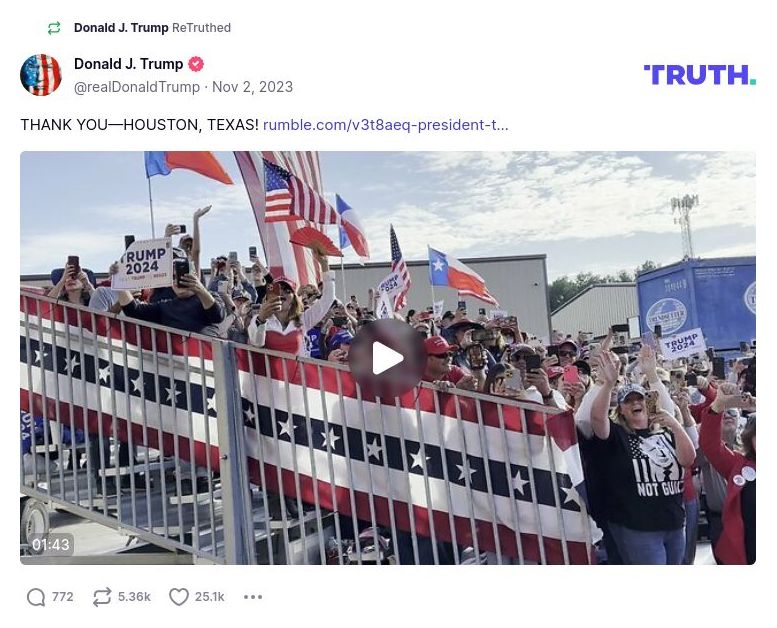 Post image from Donald Trump