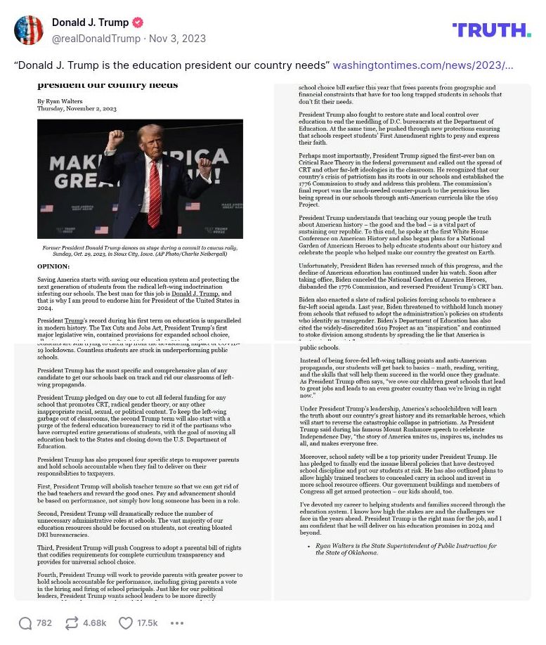 Post image from Donald Trump