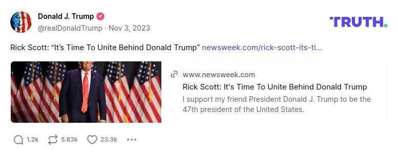 Post image from Donald Trump