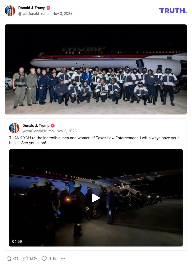 Post image from Donald Trump