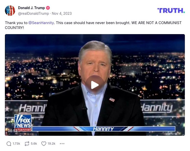 Post image from Donald Trump