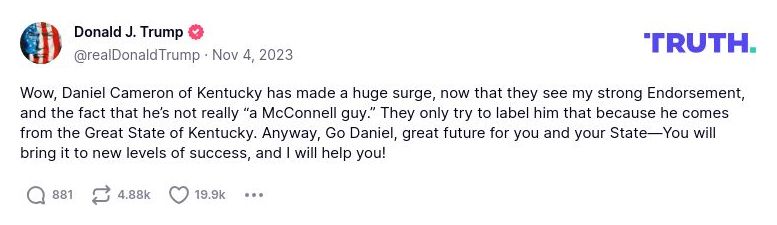 Post image from Donald Trump