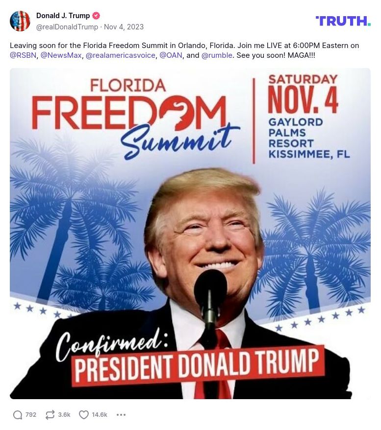 Post image from Donald Trump