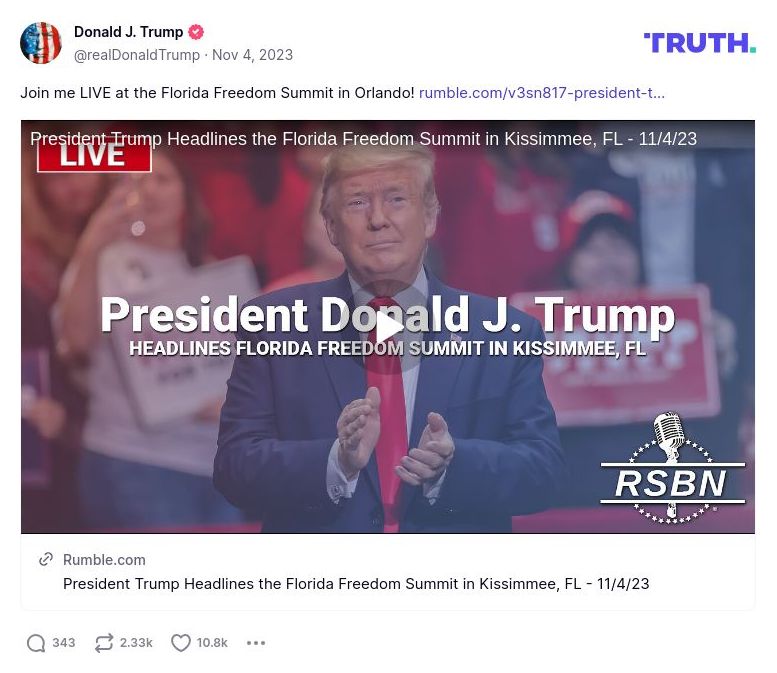 Post image from Donald Trump