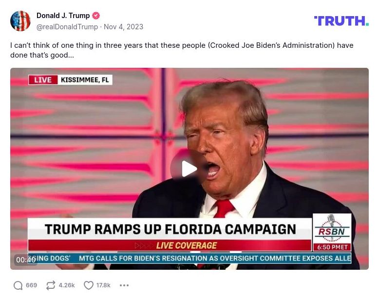 Post image from Donald Trump