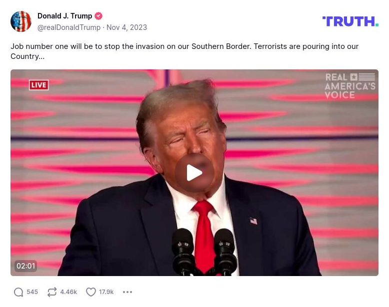 Post image from Donald Trump