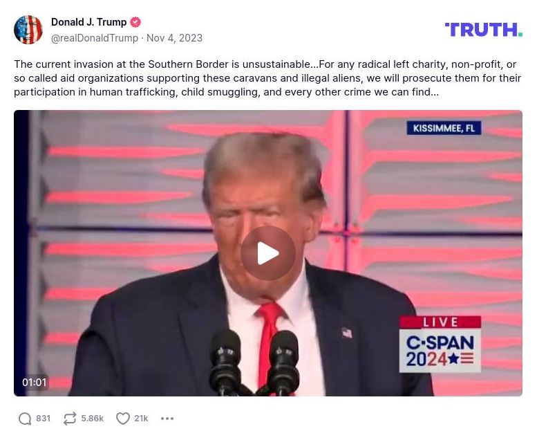 Post image from Donald Trump