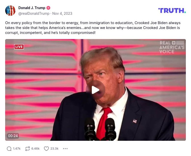 Post preview from Donald Trump