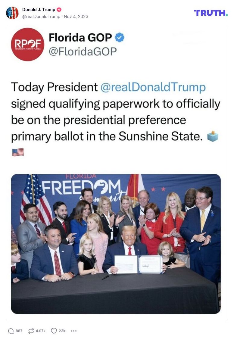 Post image from Donald Trump