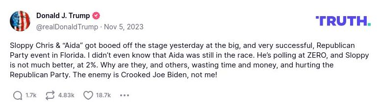 Post image from Donald Trump