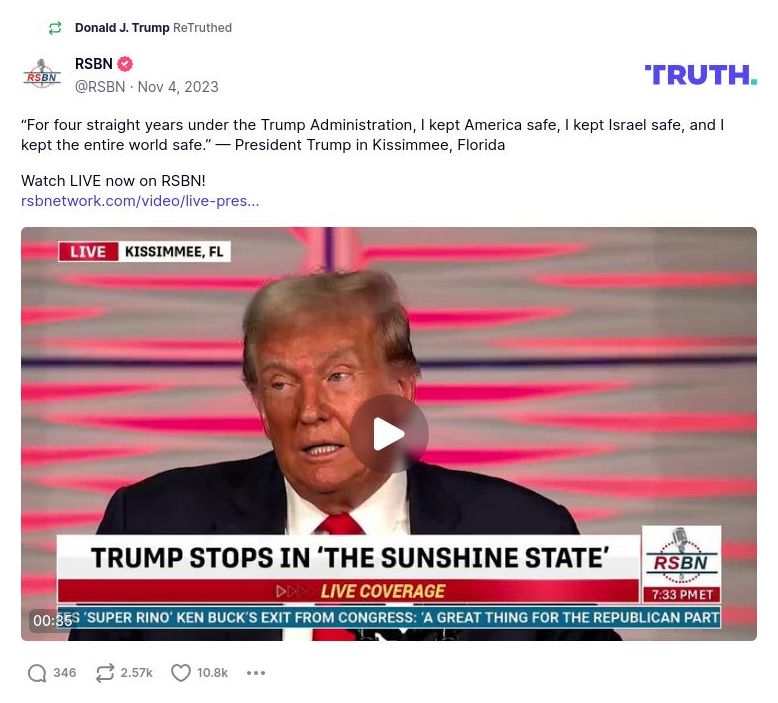 Post preview from Donald Trump