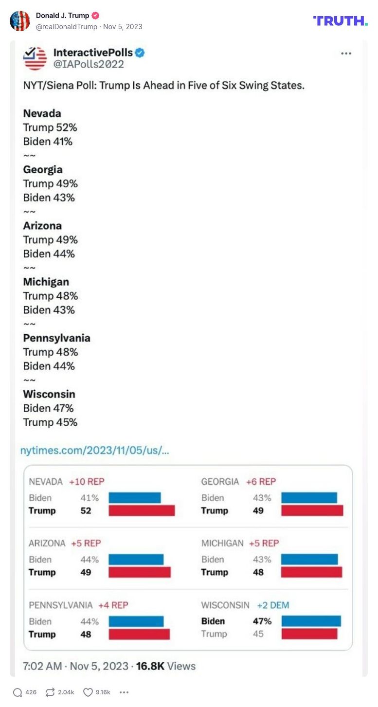 Post image from Donald Trump