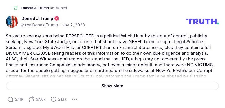 Post image from Donald Trump