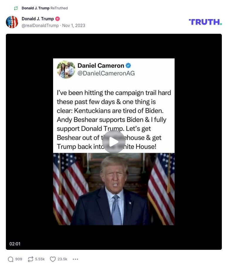 Post image from Donald Trump