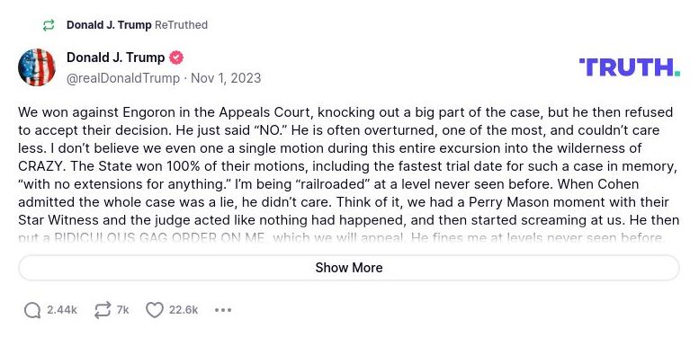 Post image from Donald Trump