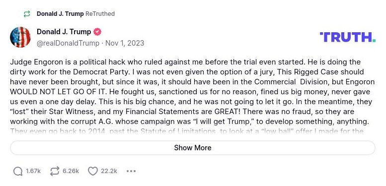 Post image from Donald Trump