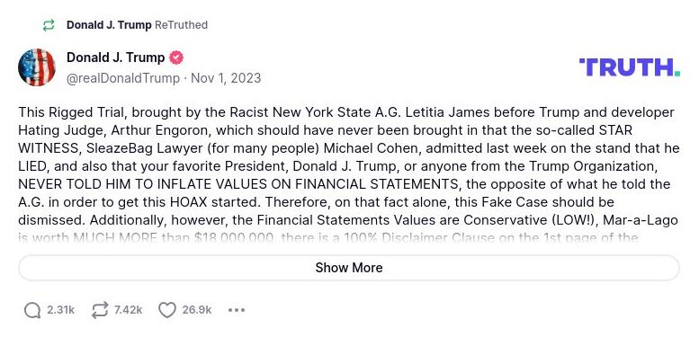 Post image from Donald Trump