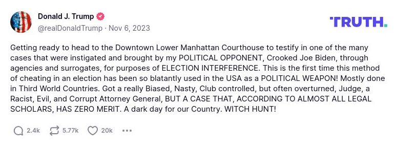 Post image from Donald Trump