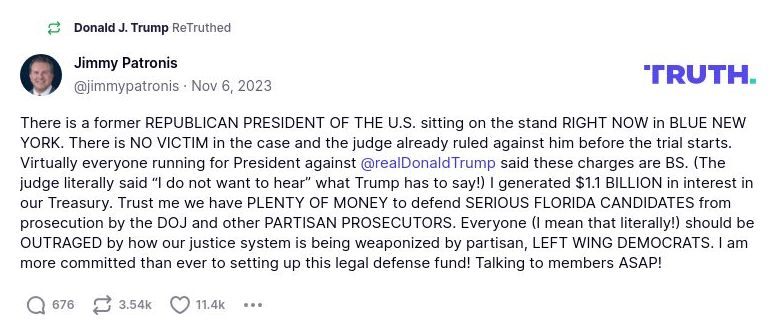 Post image from Donald Trump