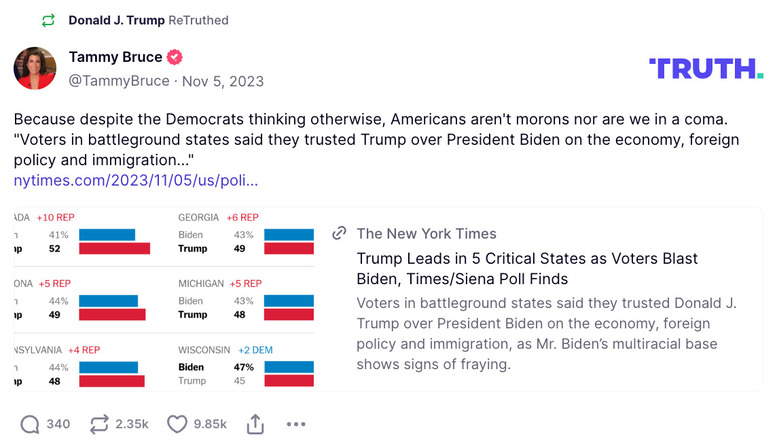 Post preview from Donald Trump