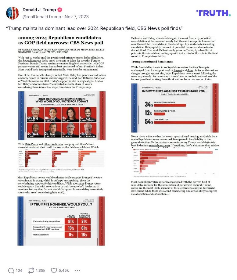 Post image from Donald Trump